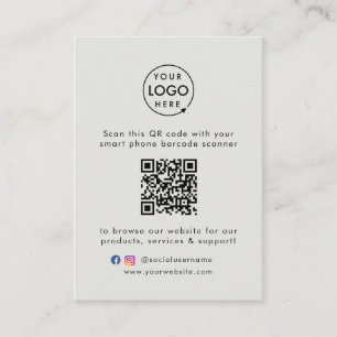 Affärswebbplats   QR-kod Scan Me-Logotyp Grått Visitkort