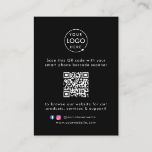 Affärswebbplats QR-kod Scan Me Modern Black Visitkort