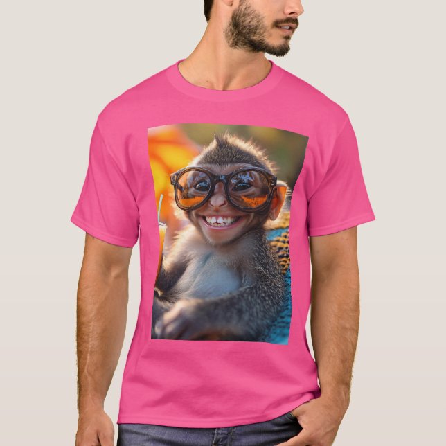 Affe mit Sonnenbrille – Sommer-Vibes Design T Shirt (Framsida)