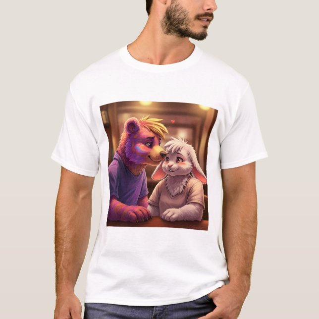 Affektionerat ögonblick: Ett färgat björn och Shy  T Shirt (Framsida)