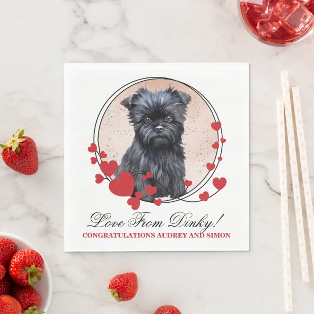 Affen Pinscher Red Heart Bröllop Hund Photo Pappersservett (Insitu)