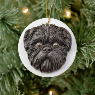 Affenpinscher 3D Inspired Julgransprydnad Keramik