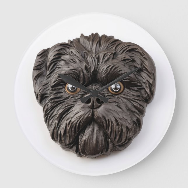 Affenpinscher 3D Inspirerad Stor Klocka (Framsida)