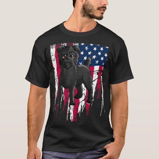 Affenpinscher American Flagga USA Fantastisk T Shirt (Framsida)