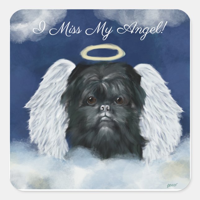 Affenpinscher Ängel   Fyrkantigt Klistermärke (Framsida)