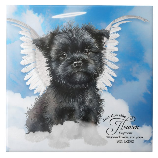 Affenpinscher Angel Hund Personlig Pet Memorial Kakelplatta (Framsidan)