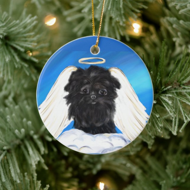 Affenpinscher Angel   Julgransprydnad Keramik (Träd)