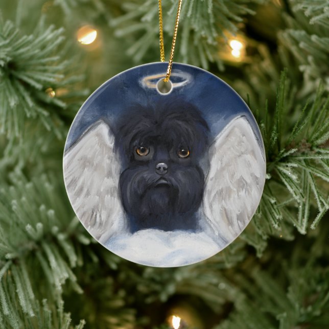 Affenpinscher ÄNGEL Kort Julgransprydnad Keramik (Träd)