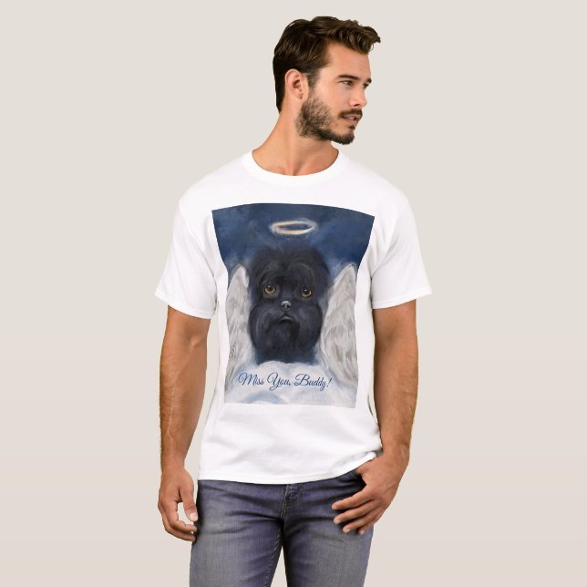 Affenpinscher ÄNGEL Kort T Shirt (Hel framsida)