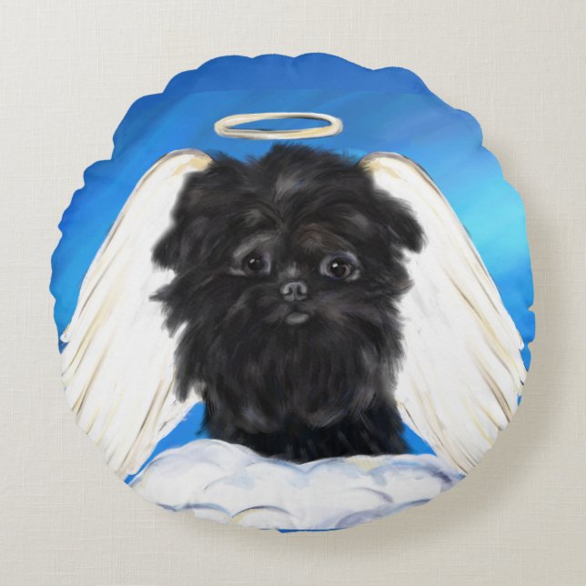 Affenpinscher Ängel   Rund Kudde (Framsidan)