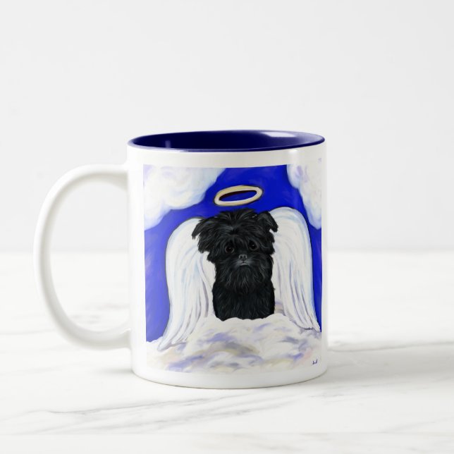 Affenpinscher Ängel Två-Tonad Mugg (Vänster)