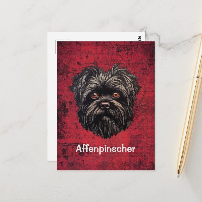 Affenpinscher Ap hund Affens Terrier Vykort (Fram/Back In Situ)