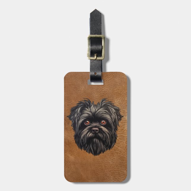 Affenpinscher Apmonkey Hund Affens Terrier Bagagebricka (Vertikal Framsida)