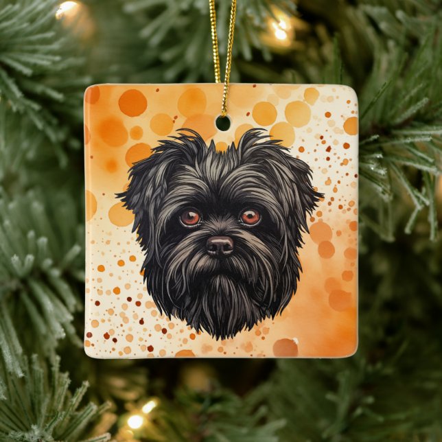 Affenpinscher Apmonkey Hund Affens Terrier Julgransprydnad Keramik (Träd)