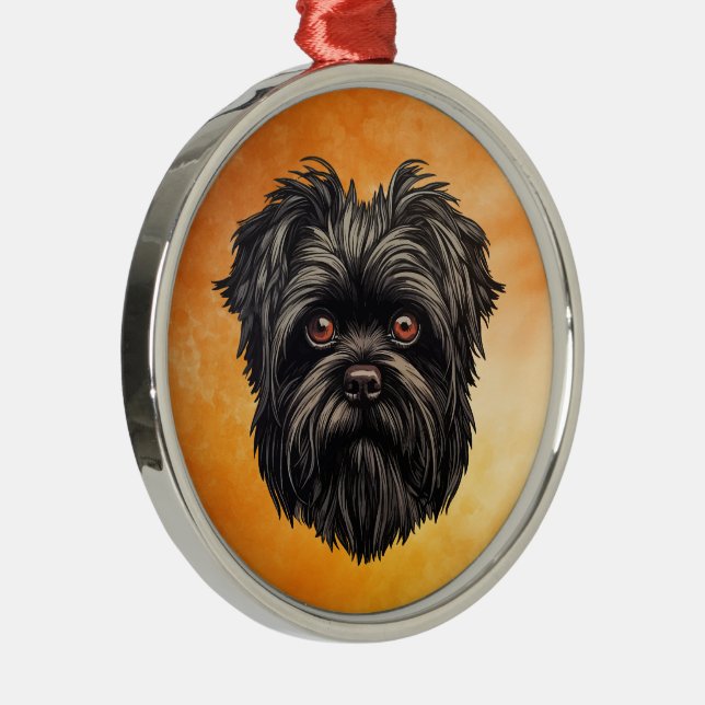 Affenpinscher Apmonkey Hund Affens Terrier Julgransprydnad Metall (Höger)
