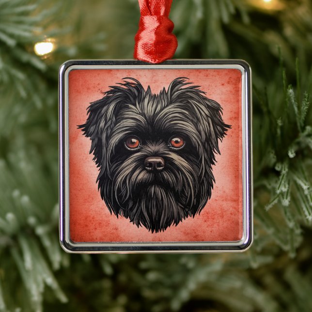 Affenpinscher Apmonkey Hund Affens Terrier Julgransprydnad Metall (Träd)