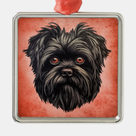 Affenpinscher Apmonkey Hund Affens Terrier Julgransprydnad Metall