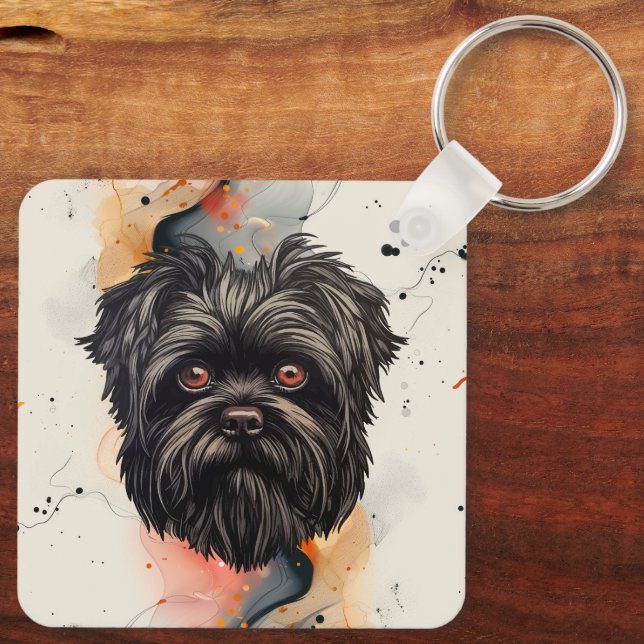 Affenpinscher Apmonkey Hund Affens Terrier Nyckelring (Baksida)