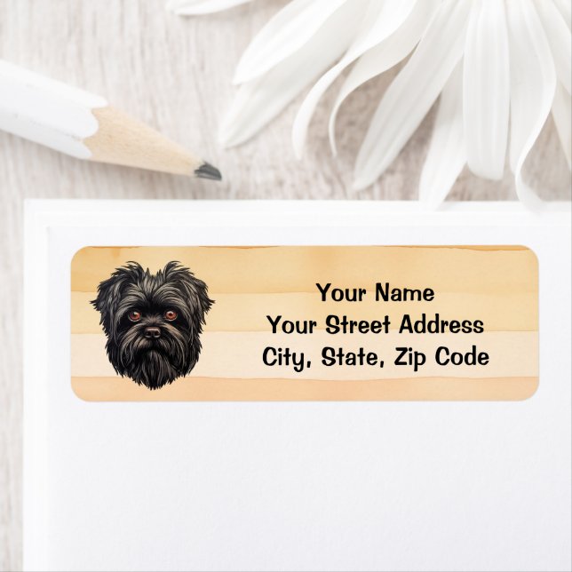 Affenpinscher Apmonkey Hund Affens Terrier Returadress Etikett (Insitu)
