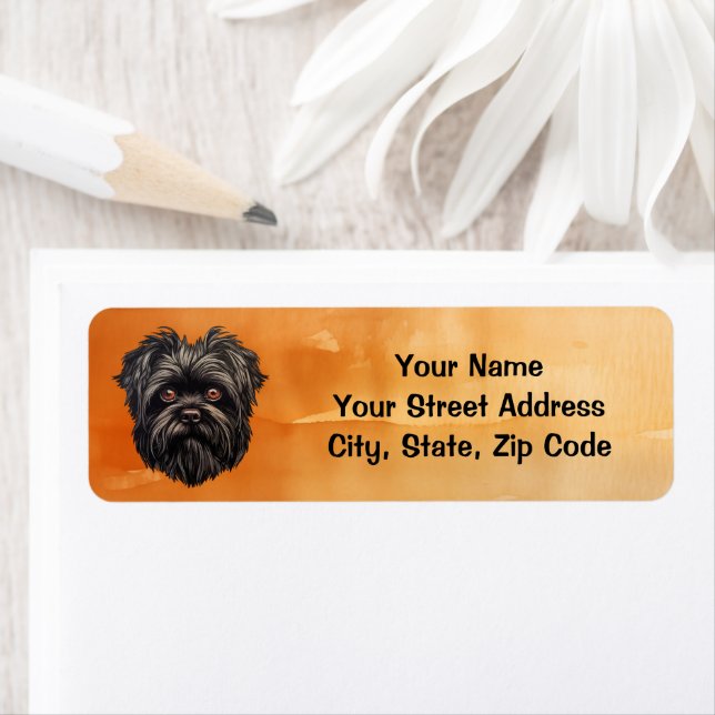 Affenpinscher Apmonkey Hund Affens Terrier Returadress Etikett (Insitu)