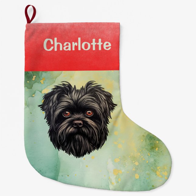 Affenpinscher Apmonkey Hund Affens Terrier Stor Julstrumpa (Framsidan)