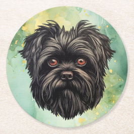 Affenpinscher Apmonkey Hund Affens Terrier Underlägg Papper Rund