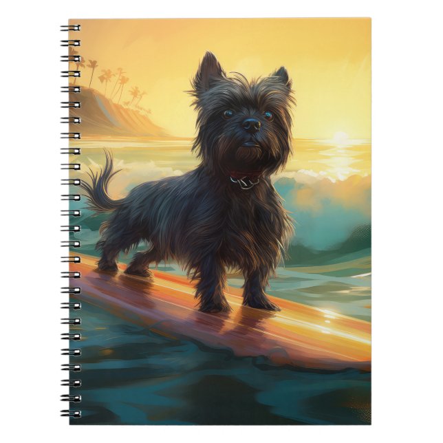 Affenpinscher Beach Surfing Painting Anteckningsbok (Framsidan)