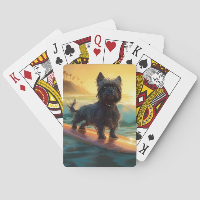 Affenpinscher Beach Surfing Painting Casinokort (Baksidan)