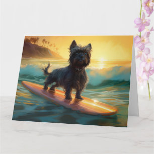 Affenpinscher Beach Surfing Painting Kort