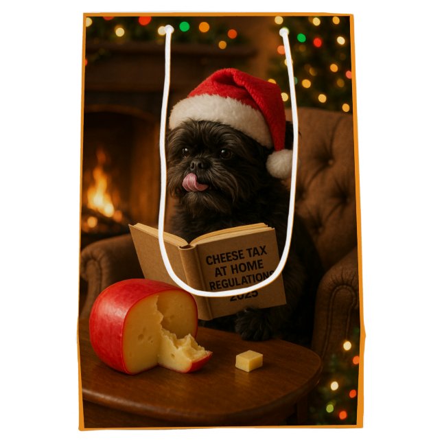 Affenpinscher "Cheese Tax" Christmas Gift Bag (Baksidan)
