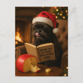 Affenpinscher 'Cheese Tax' Christmas postcard Vykort