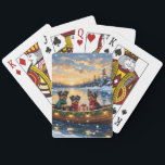 Affenpinscher Dog Christmas Boat Holiday Casinokort<br><div class="desc">Bring wiry, mischievous charm to your holiday season with this adorable Affenpinscher Christmas design! This magical scene features three cute, expressive-faced Affenpinscher Dogs sitting happily in a cozy wooden boat, gently floating on a serene snowy lake at sunset. The boat is beautifully adorned with glowing Christmas string lights and fragrant...</div>