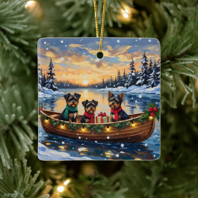 Affenpinscher Dog Christmas Boat Holiday Julgransprydnad Keramik (Träd)