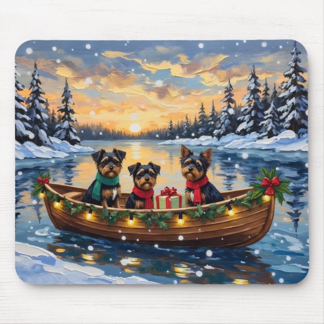 Affenpinscher Dog Christmas Boat Holiday Musmatta (Framsidan)