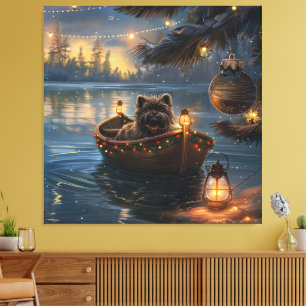 Affenpinscher Festive jul-resan Canvastryck