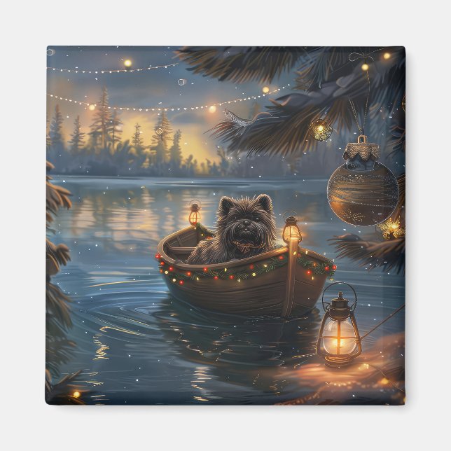 Affenpinscher Festive jul-resan Magnet (Framsidan)