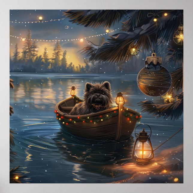 Affenpinscher Festive jul-resan Poster (Framsidan)
