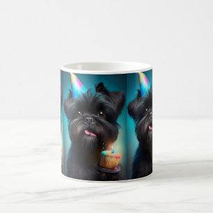 Affenpinscher firar Födelsedagsballonger tårta Kaffemugg