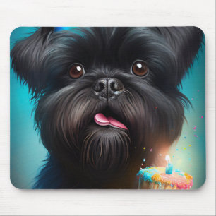 Affenpinscher firar Födelsedagsballonger tårta Musmatta