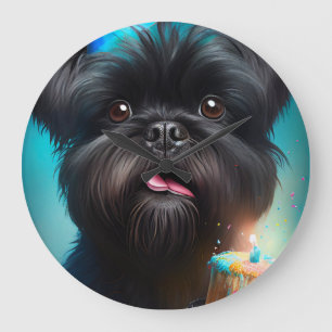 Affenpinscher firar Födelsedagsballonger tårta Stor Klocka
