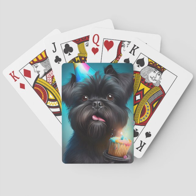 Affenpinscher firar födelsedagstårkakan casinokort (Baksidan)