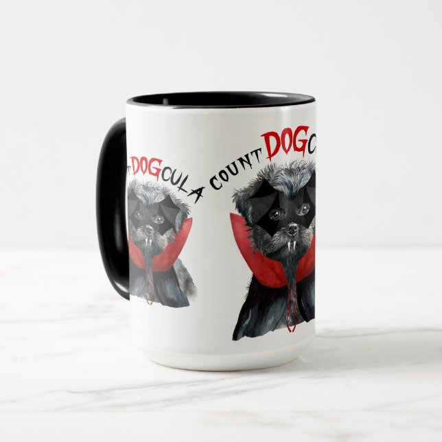 Affenpinscher Funny Count DOGcula Halloween Mugg (Framsida vänster)