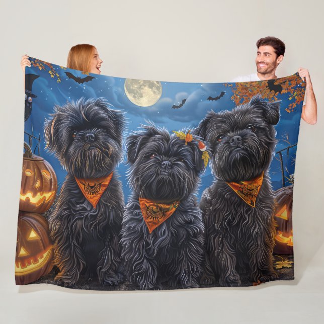 Affenpinscher Halloween Kuslig Fleecefilt (På plats)