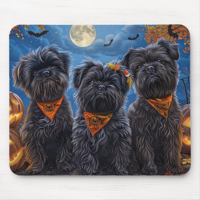 Affenpinscher Halloween Kuslig Musmatta (Framsidan)