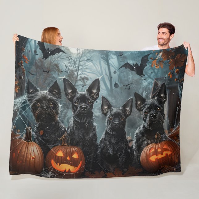 Affenpinscher Halloween Natt Hund Delight Fleecefilt (På plats)