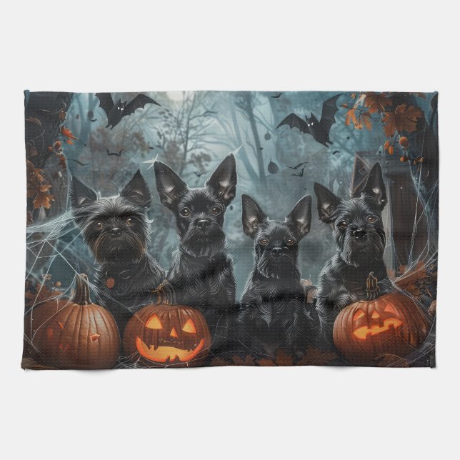 Affenpinscher Halloween Night Doggy Delight Kökshandduk (Horisontell)