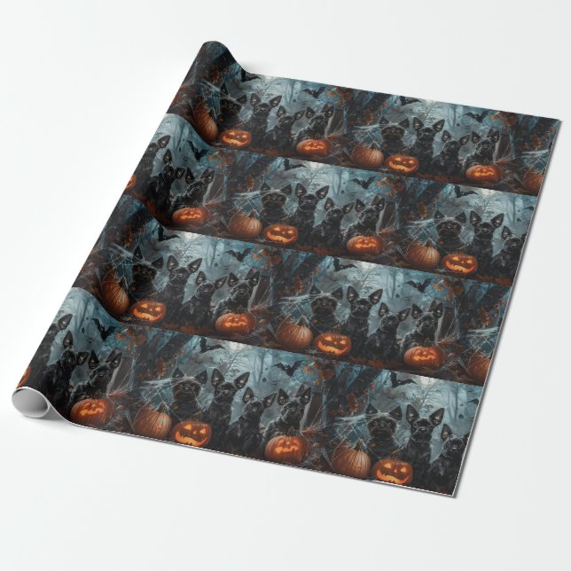 Affenpinscher Halloween Night Doggy Delight Presentpapper (Utrullad)