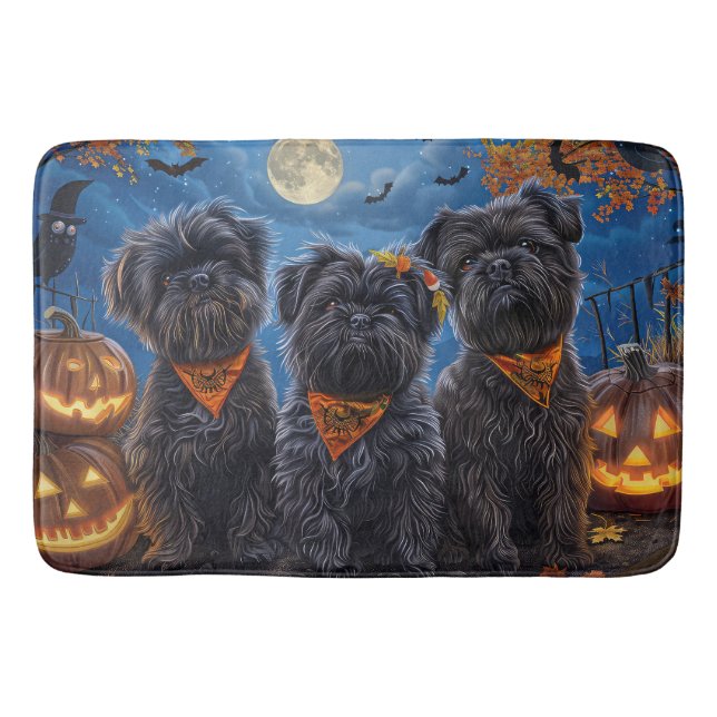 Affenpinscher Halloween Spooky Badrumsmatta (Framsidan)