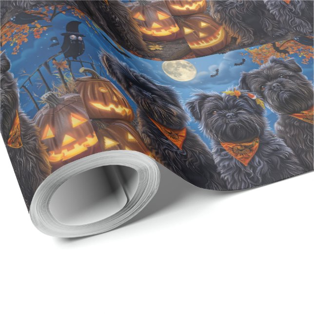 Affenpinscher Halloween Spooky Presentpapper (Rulle Hörn)