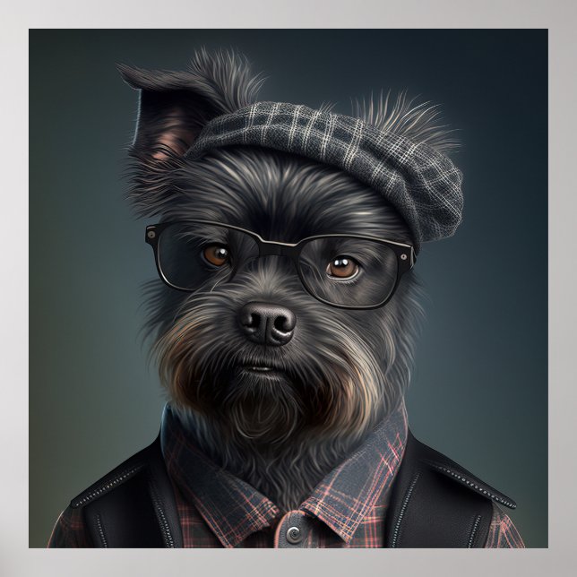 Affenpinscher Hipster Hund Poster (Framsidan)